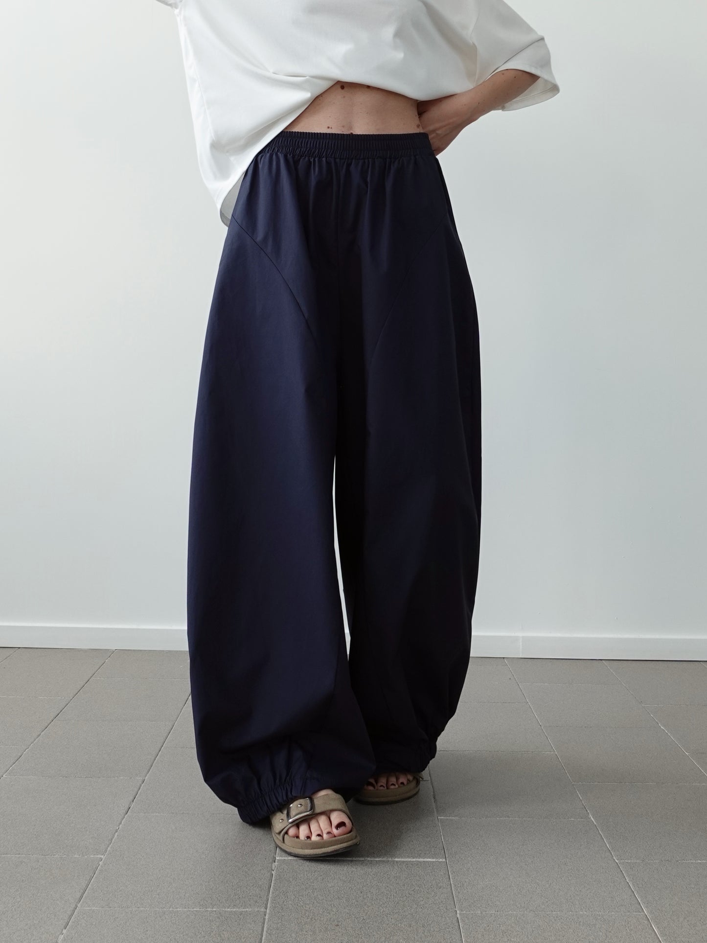 PANTALONI BAGGY BALLOON IN COTONE - BLU CNZ21