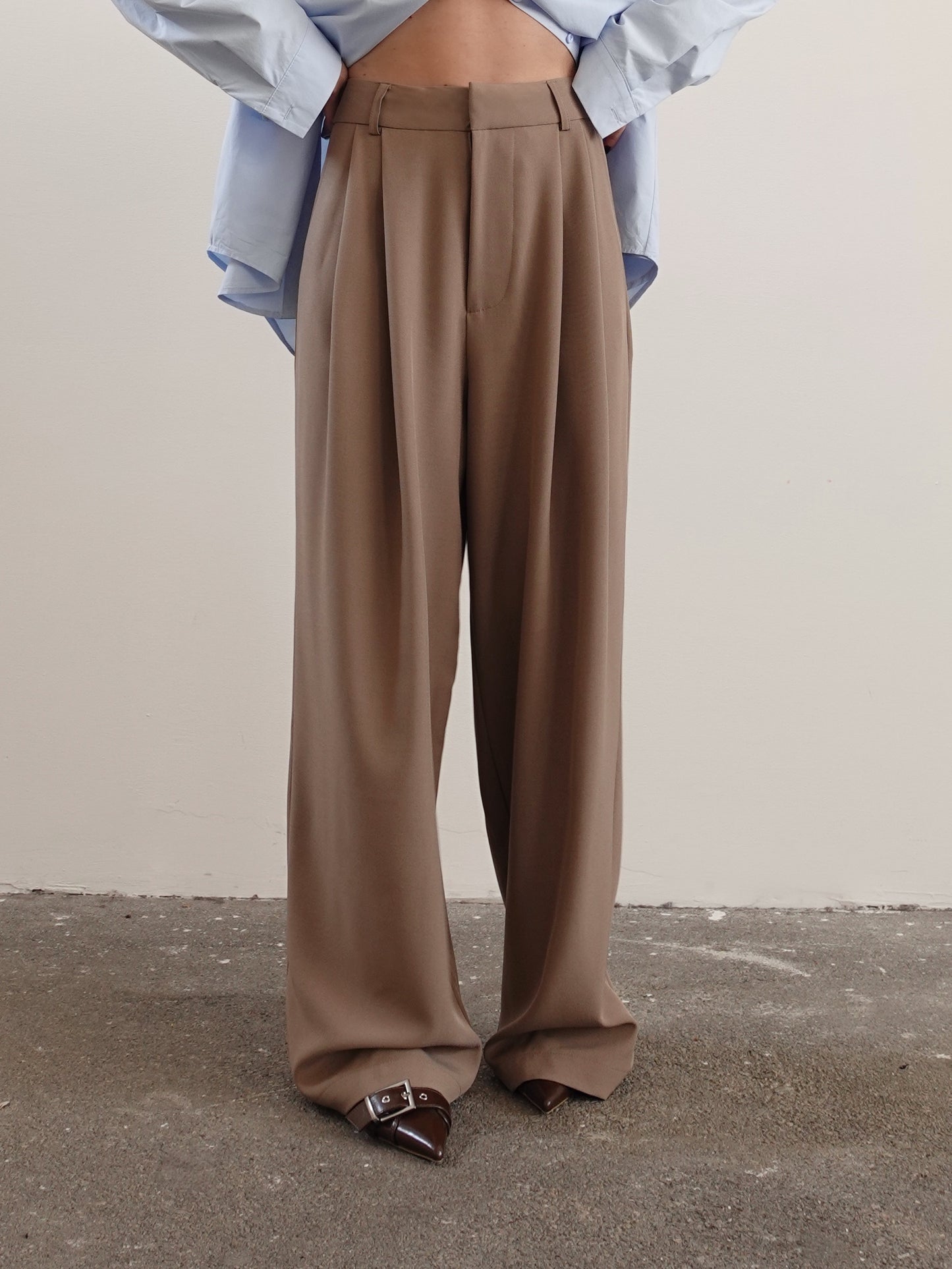 PANTALONI CLASSICI A PALAZZO - TAUPE 5698