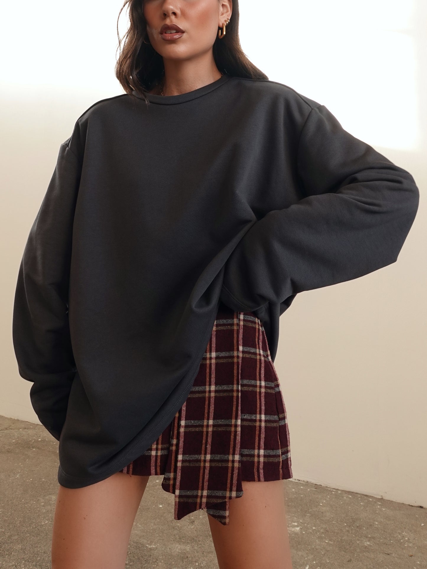 FELPA LONG-SLEEVE CON SPALLINE - GRIGIO 2642