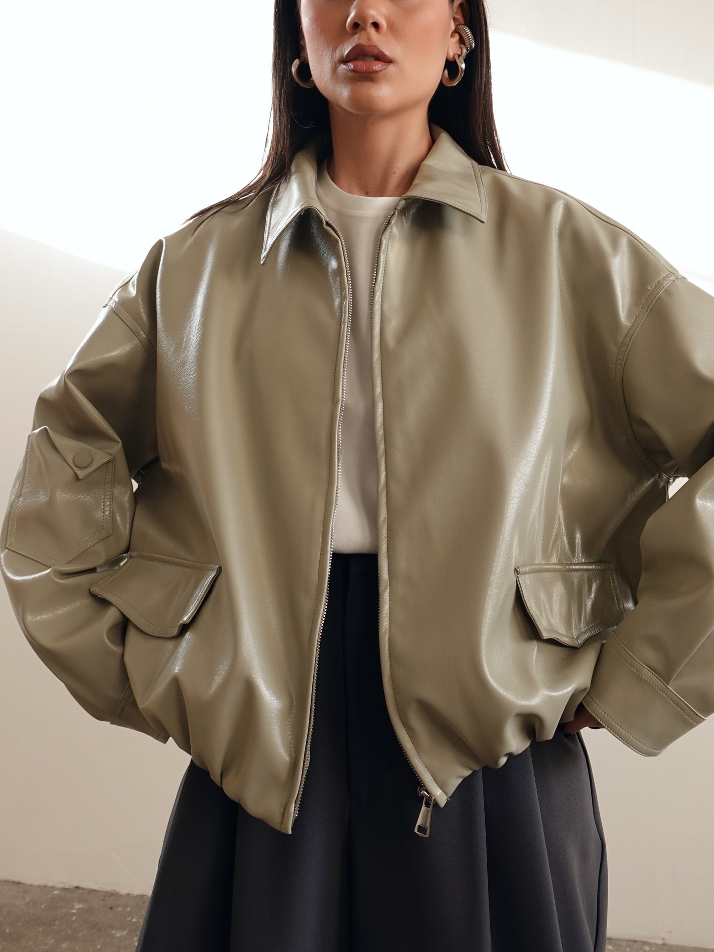 GIACCA BALLOON IN ECOPELLE - SALVIA 80719