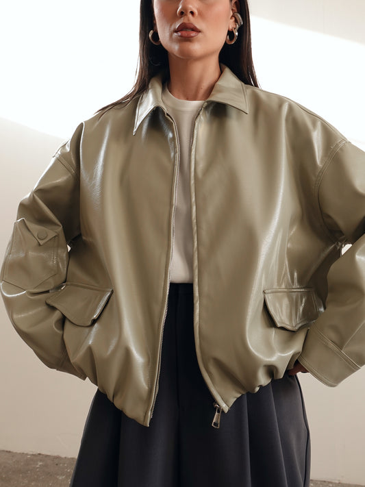 GIACCA BALLOON IN ECOPELLE - SALVIA 80719