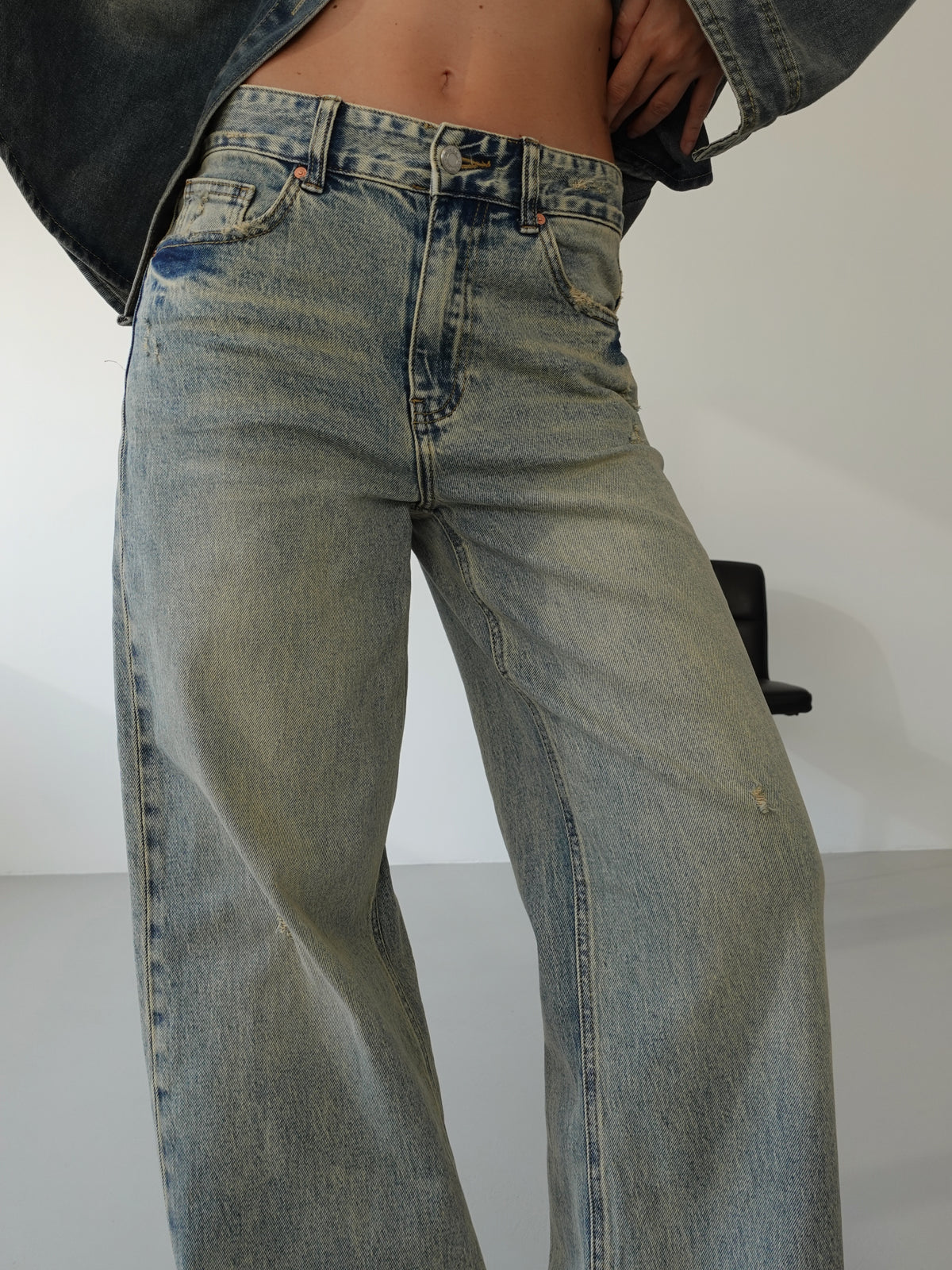 JEANS SABBIATO WIDE LEG - LAVAGGIO CHIARO 8000-30