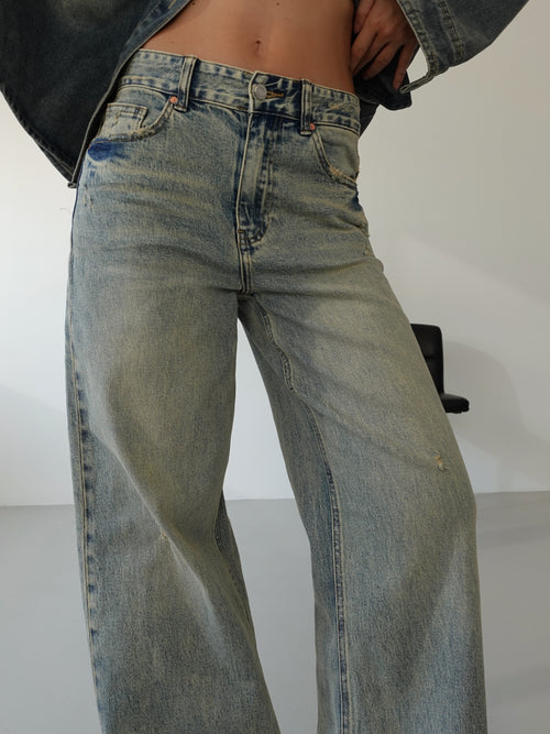JEANS SABBIATO WIDE LEG - LAVAGGIO CHIARO 8000-30