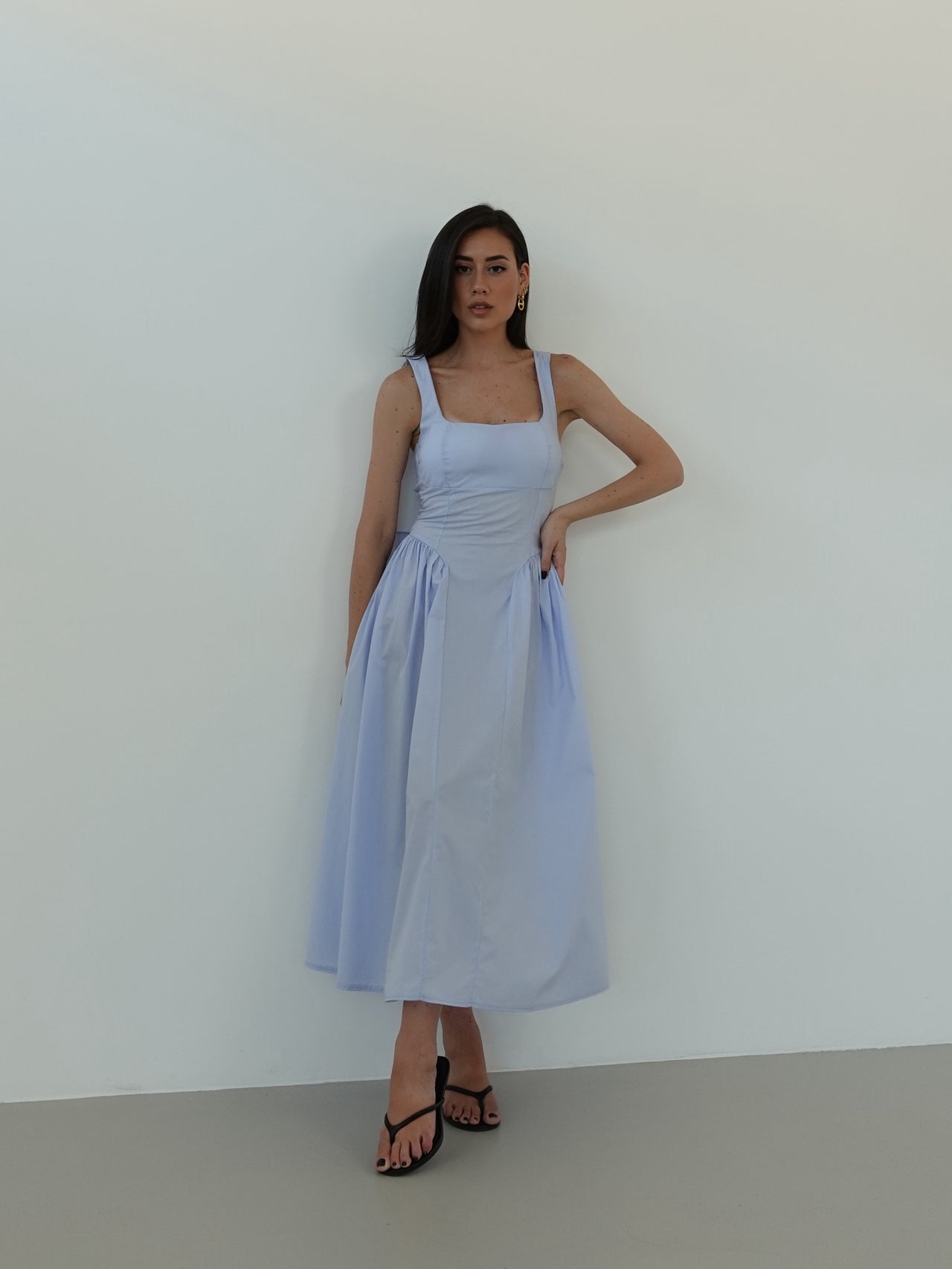 LONG DRESS BON TON IN COTONE - AZZURRO 7000