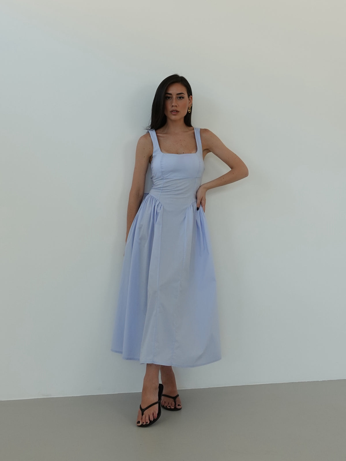 LONG DRESS BON TON IN COTONE - AZZURRO 7000