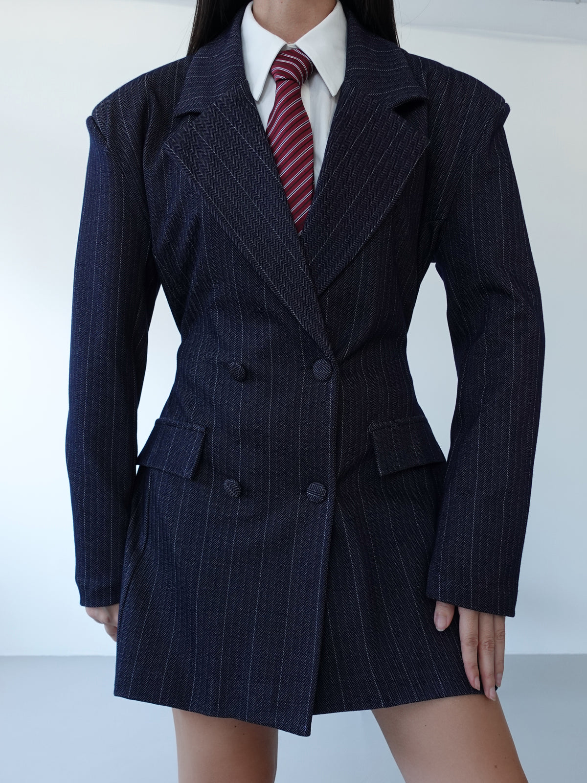 BLAZER DRESS SPIGATO - BLU 1162