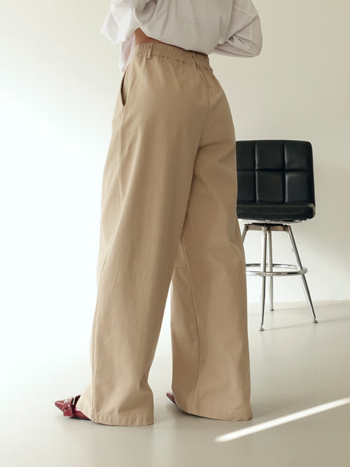 PANTALONI BALLOON 100% COTONE - BEIGE 9134
