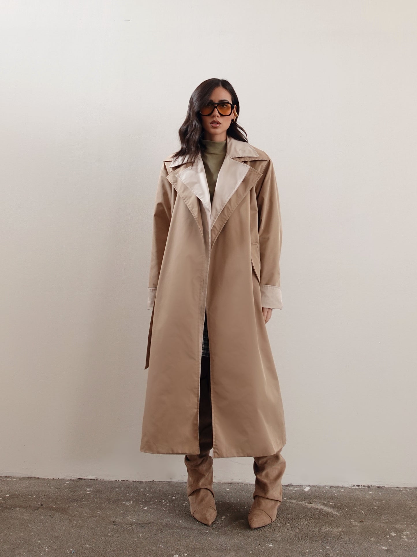 TRENCH LUNGO BICOLOR - CAMEL/BEIGE 25108