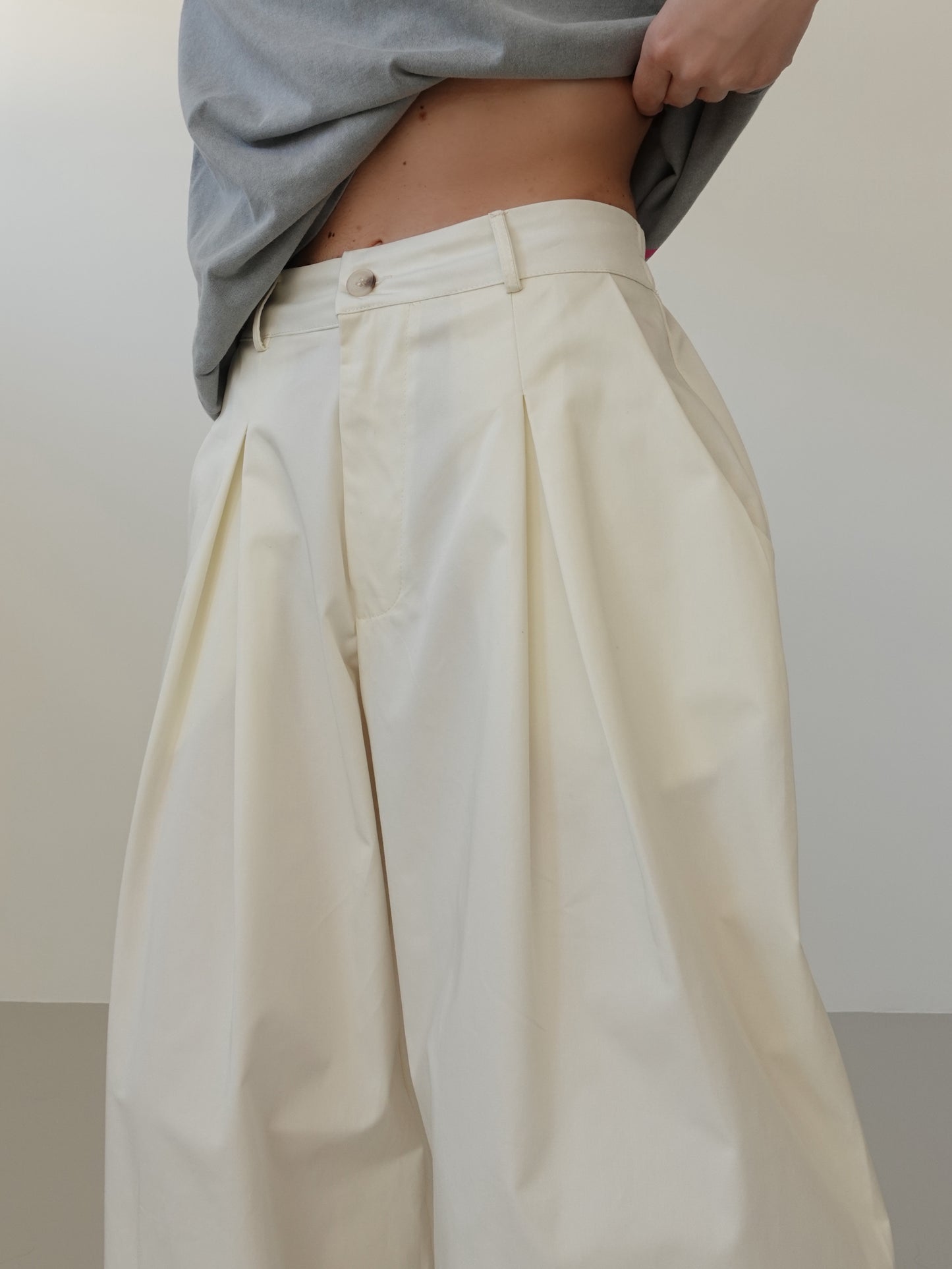 PANTALONI BALLOON 100% COTONE - PANNA 12651