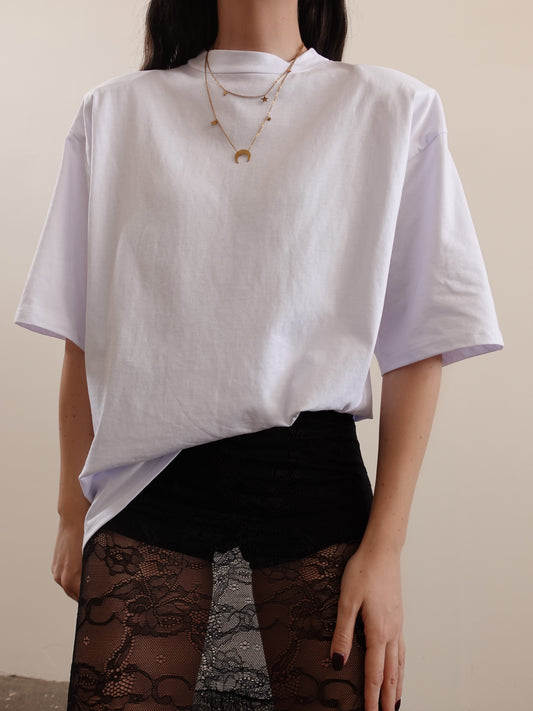 MAXI T-SHIRT CON SPALLINE - BIANCO RM790