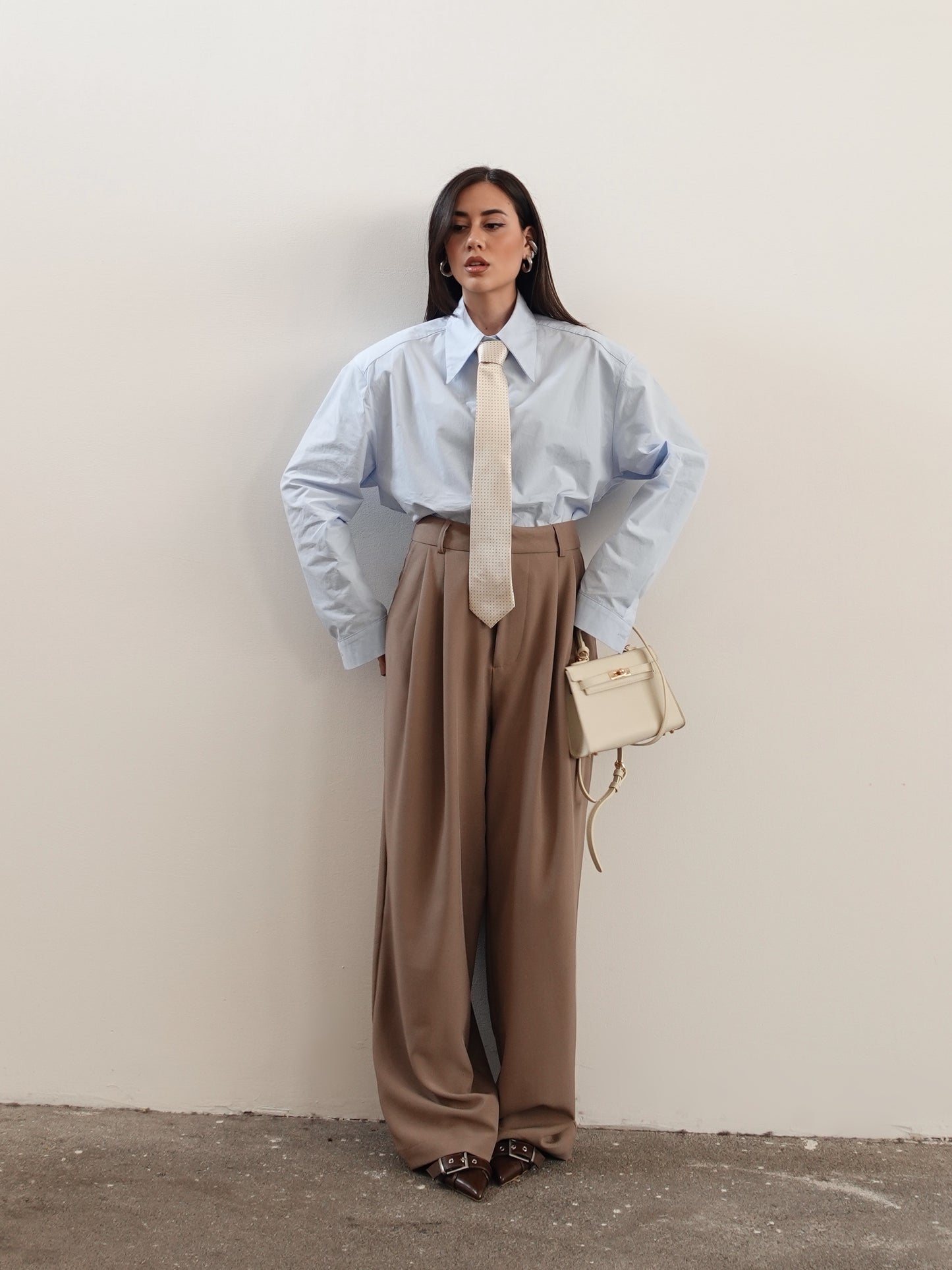 PANTALONI CLASSICI A PALAZZO - TAUPE 5698