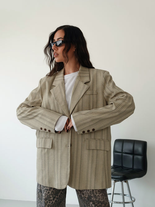 GIACCA DADDY A RIGHE - TAUPE 28129