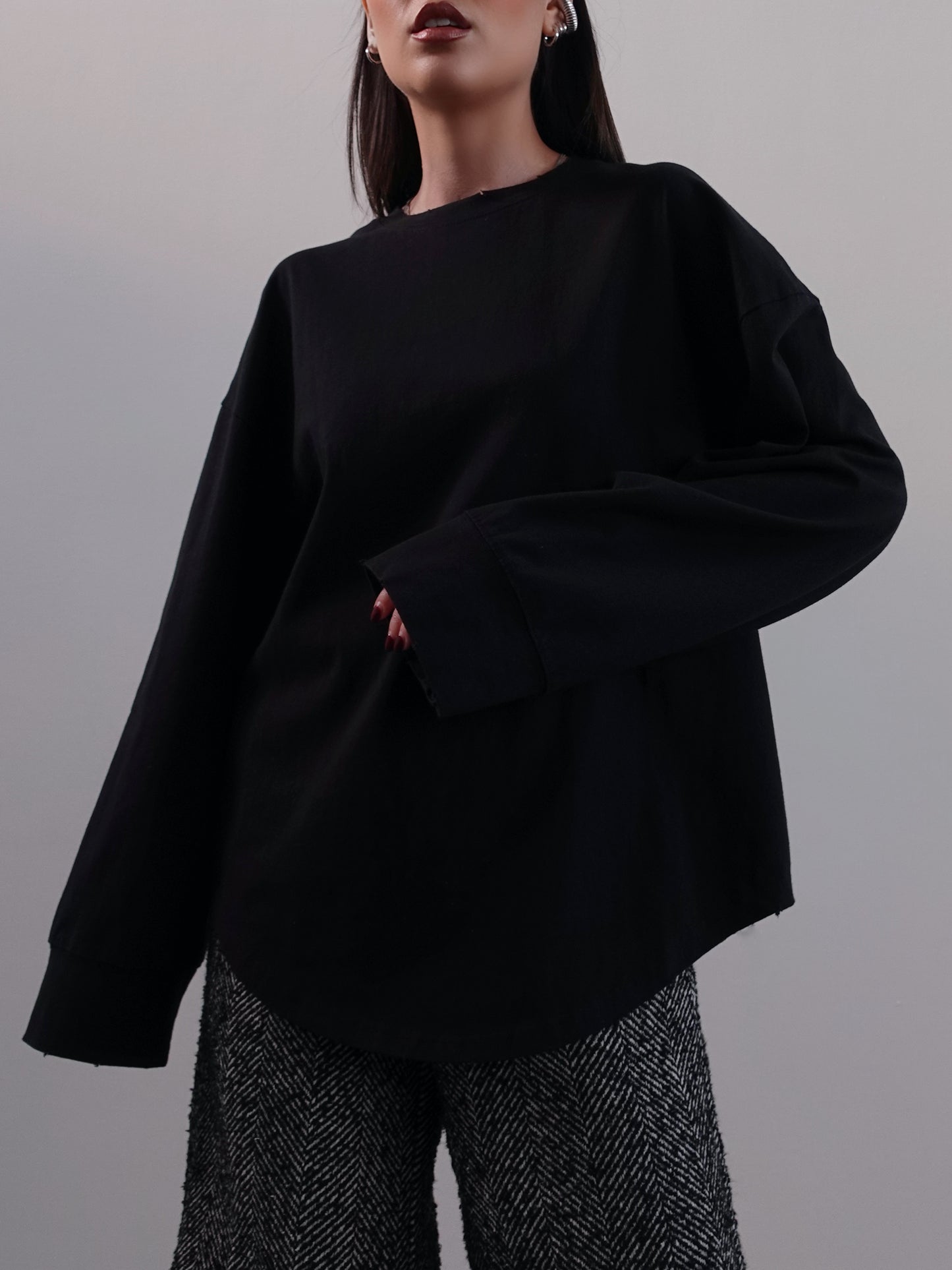 OVERSIZED LONG SLEEVE T-SHIRT - NERO 5187