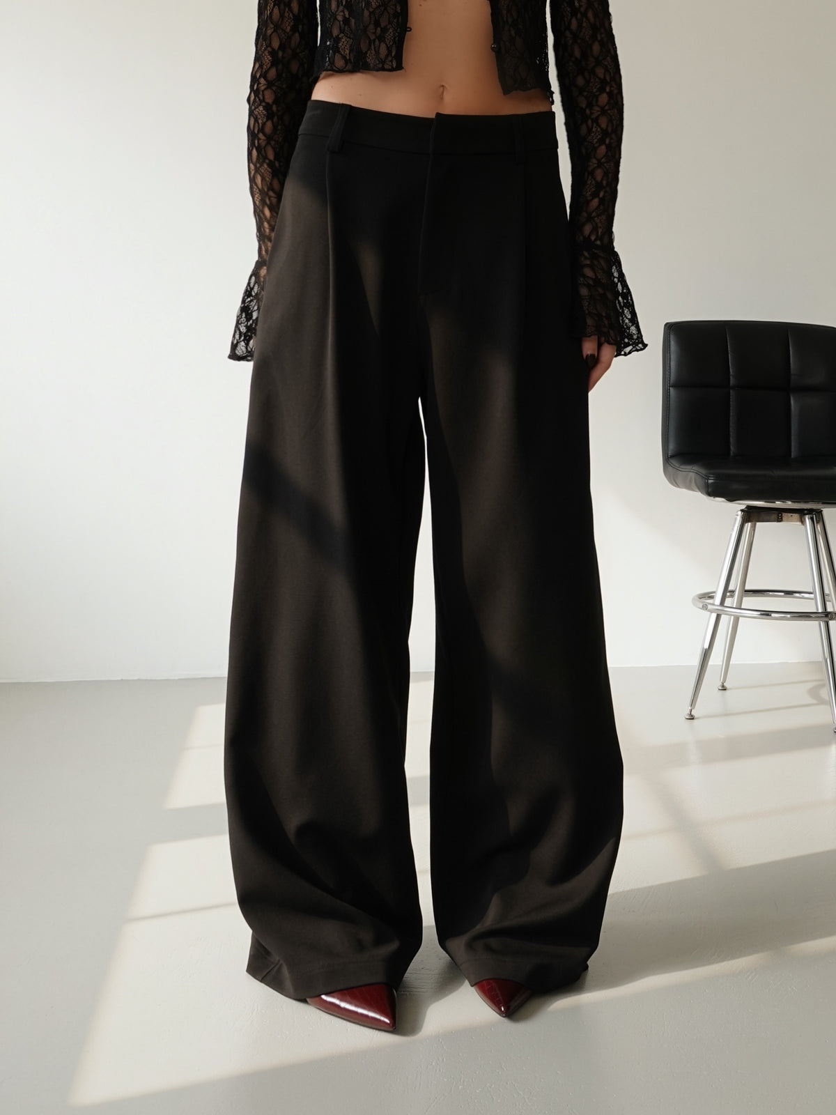 PANTALONI WIDE LEG LUMINA - NERO Y0280