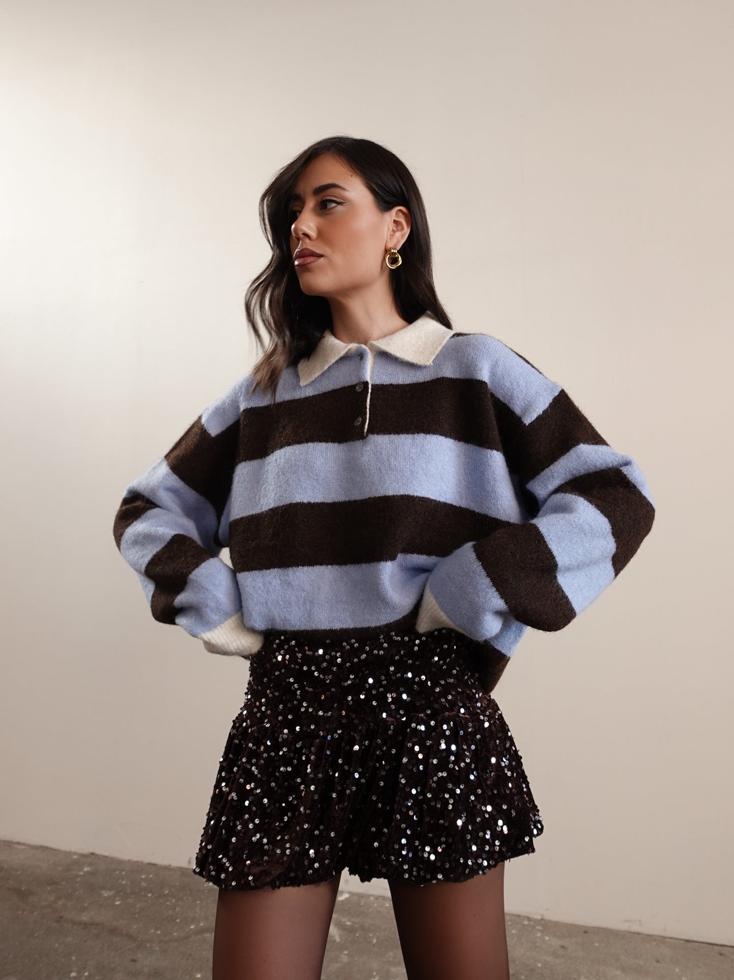 MINIGONNA VELVET CON PAILLETTES - CIOCCOLATO 26298