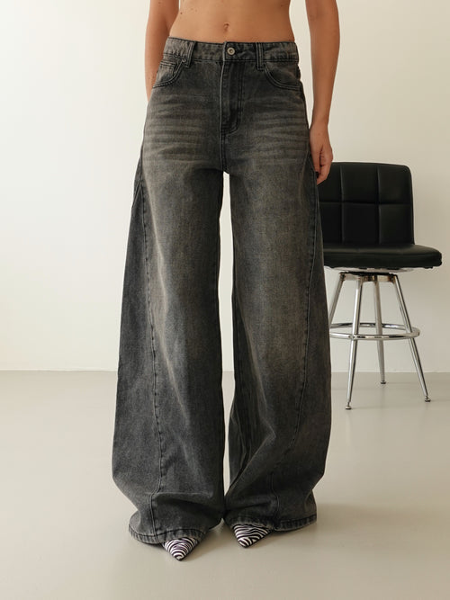 JEANS BAGGY CON SFUMATURE - NERO SLAVATO 6202