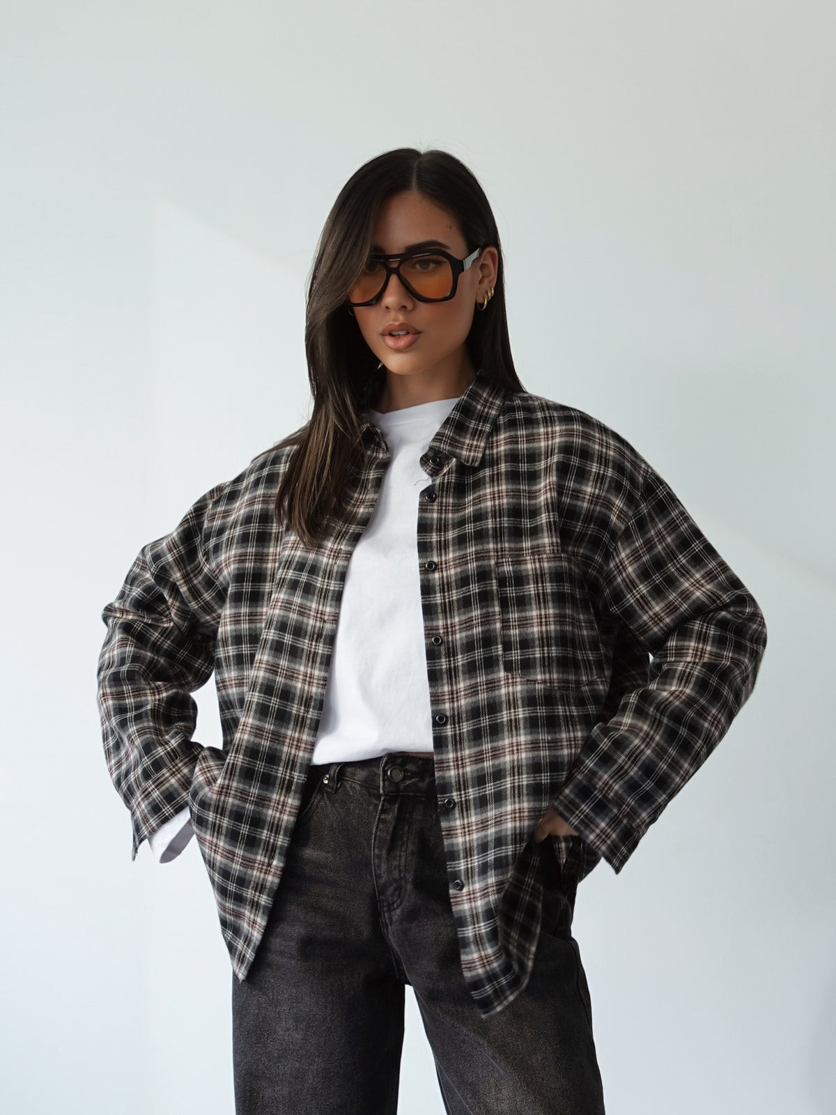 CAMICIA A QUADRI IN FLANELLA - NERO 6027