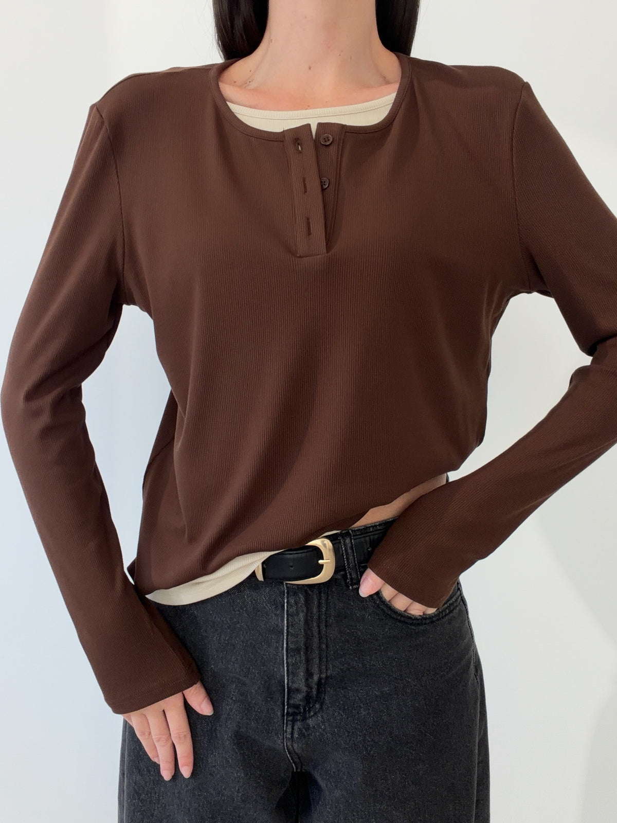 MAGLIA A COSTE DOUBLE - MARRONE/BEIGE 16221