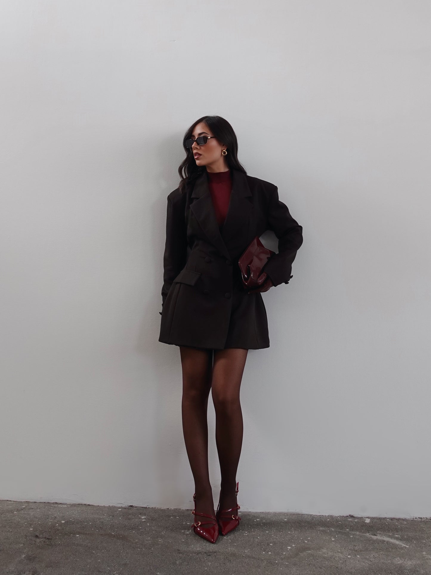 BLAZER DRESS CON CINTURA REGOLABILE - CIOCCOLATO 510