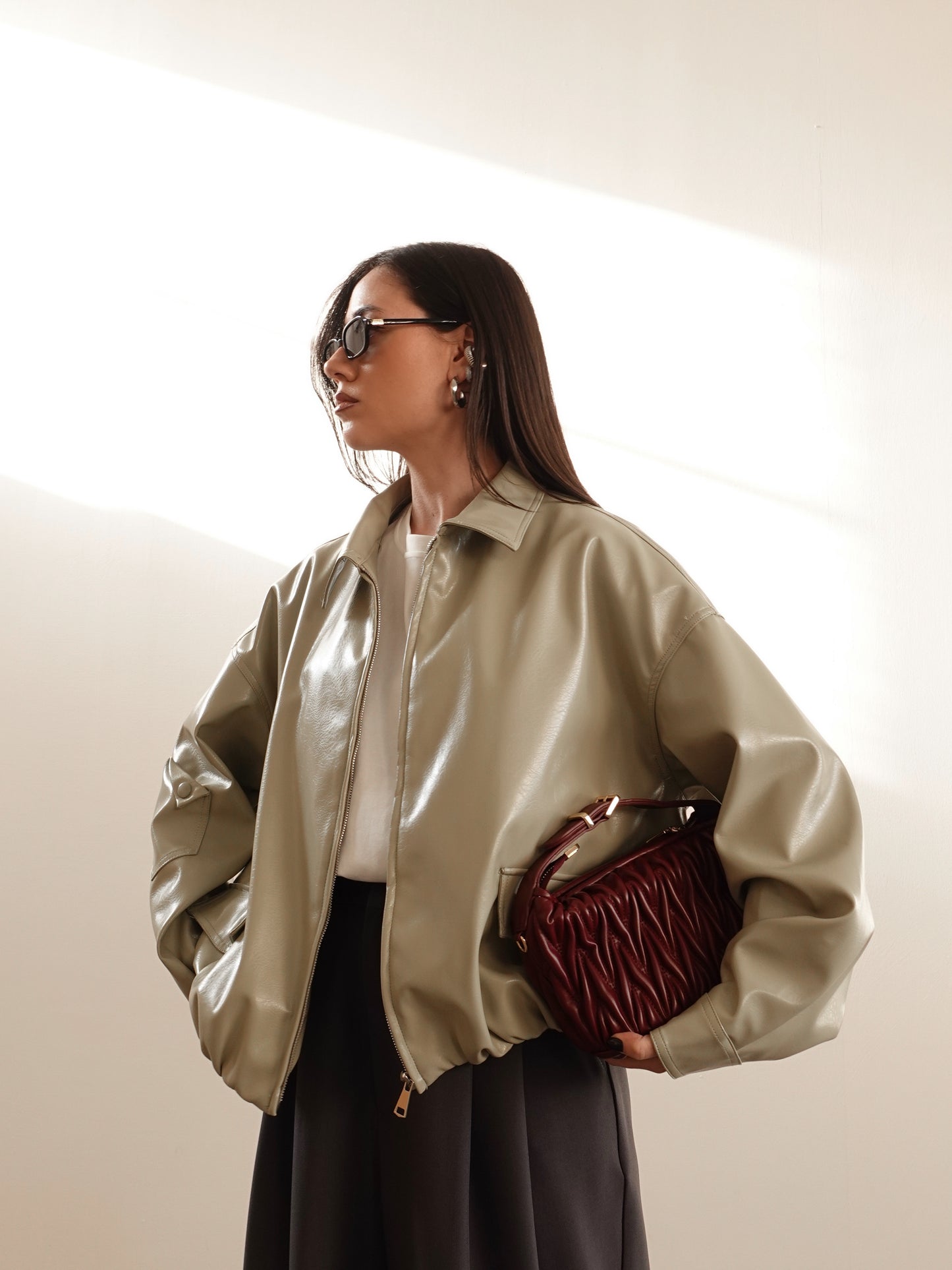 GIACCA BALLOON IN ECOPELLE - SALVIA 80719