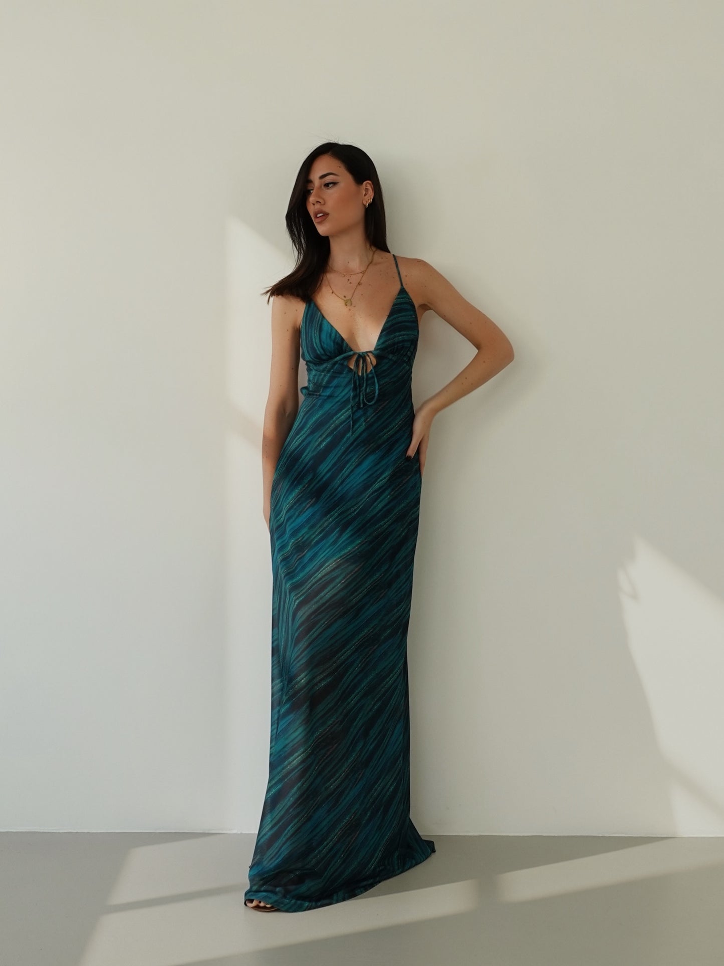 LONG DRESS VELATO EMERALD - VERDE 15650-7