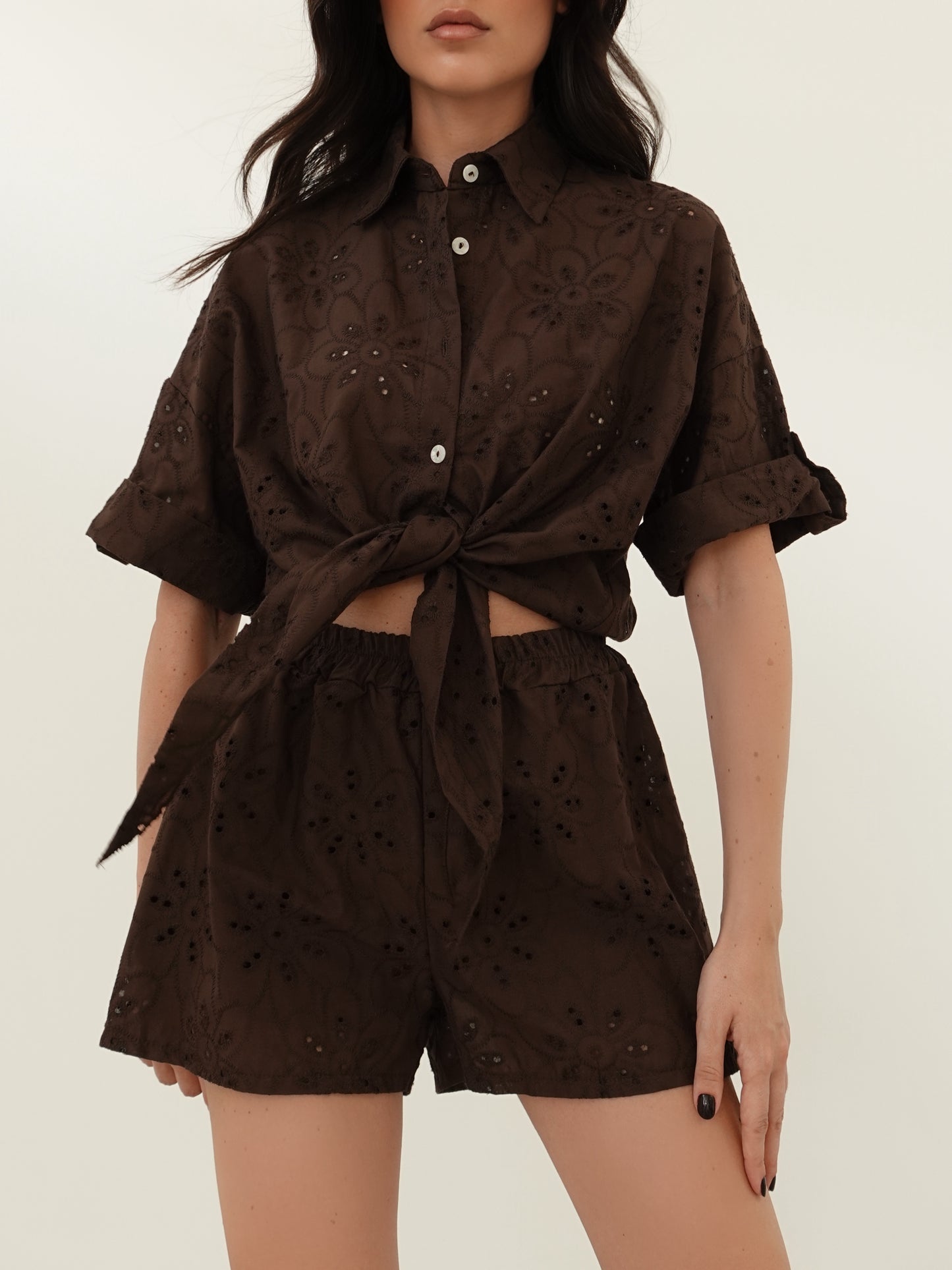 COORDINATO IN PIZZO SANGALLO - CIOCCOLATO 36135
