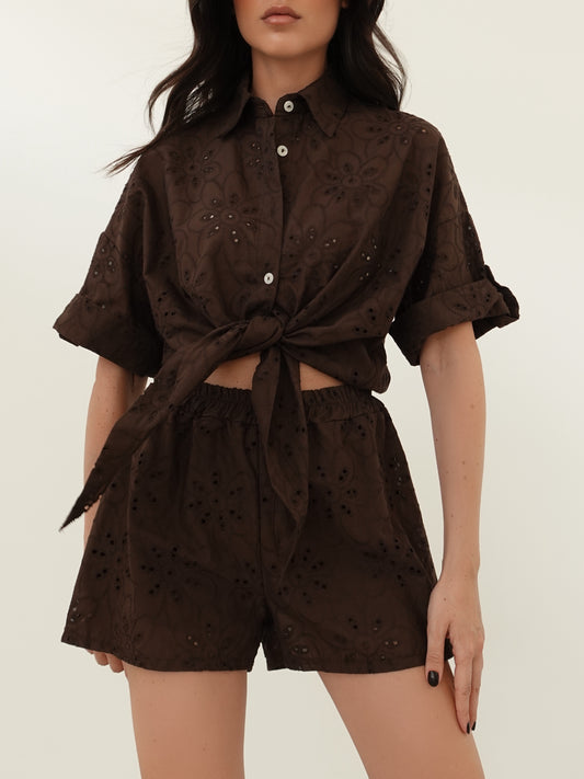 COORDINATO IN PIZZO SANGALLO - CIOCCOLATO 36135