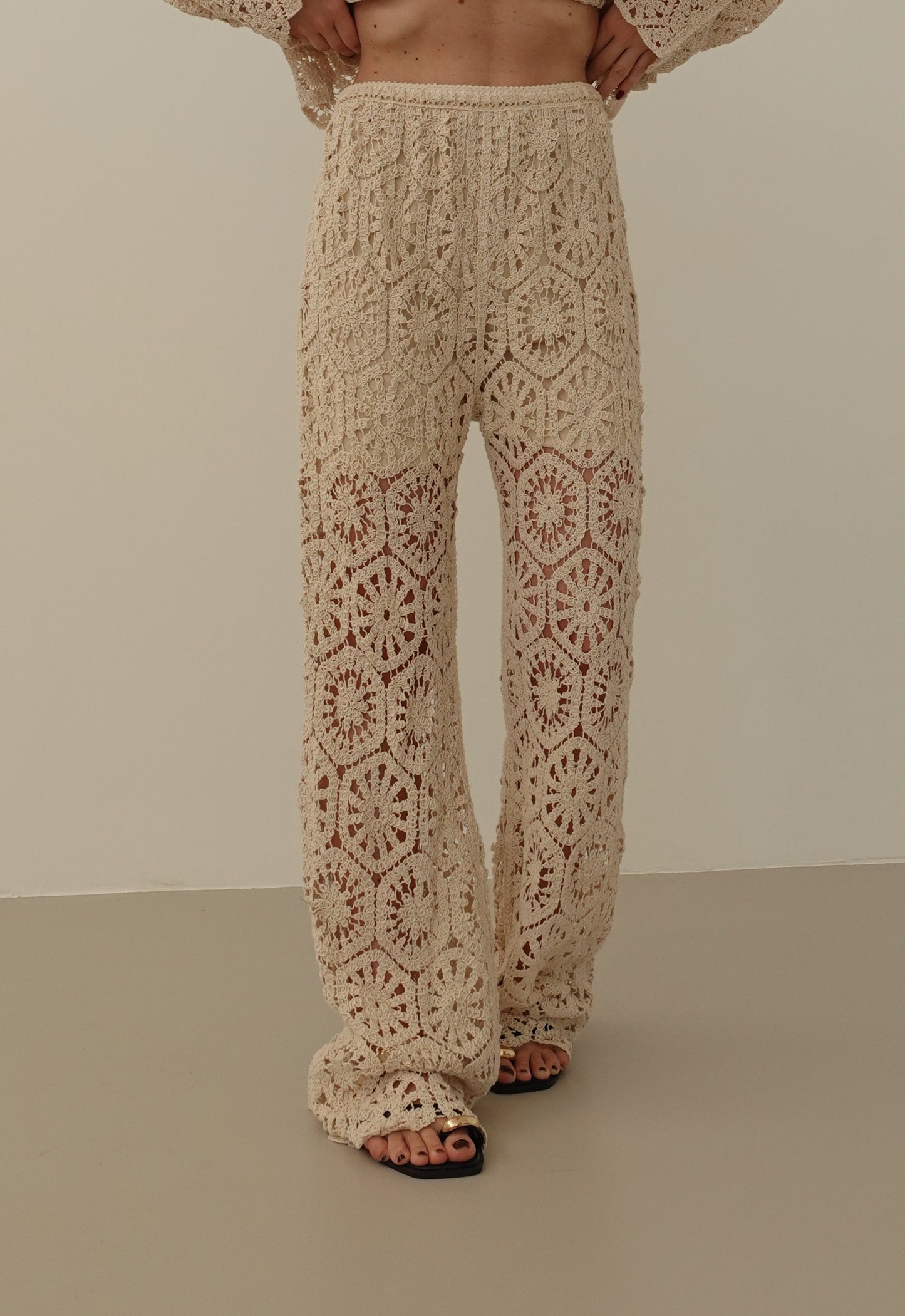 PANTALONI CROCHET BALI - BEIGE 28051