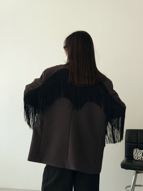 BLAZER OVERSIZE LUMINA CON FRANGE - GRIGIO LD6226