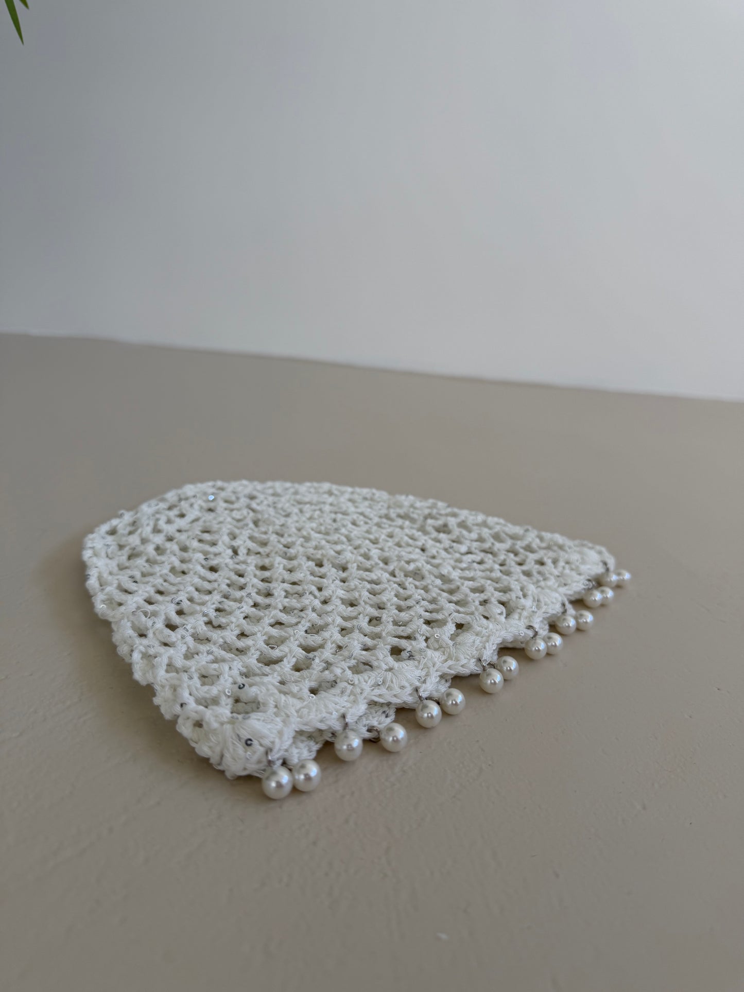 CUFFIETTA CROCHET CON PERLINE - BIANCO