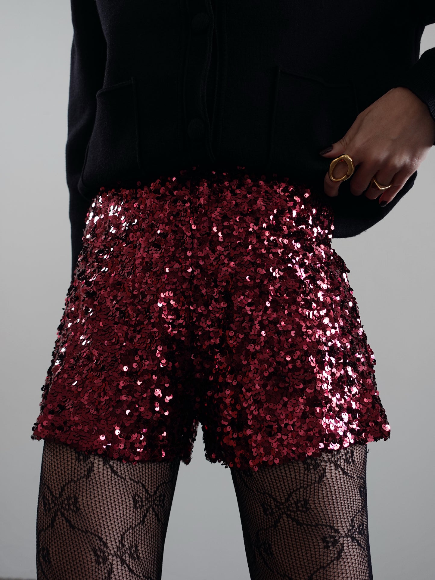 SHORTS CON PAILLETTES - BORDEAUX 2255
