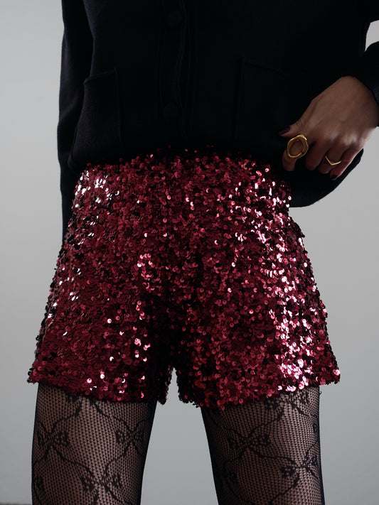 SHORTS CON PAILLETTES - BORDEAUX 2255