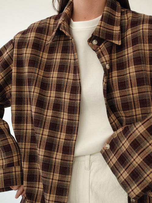 CAMICIA A QUADRI BERLINO - BURGUNDY/CAMEL 25726