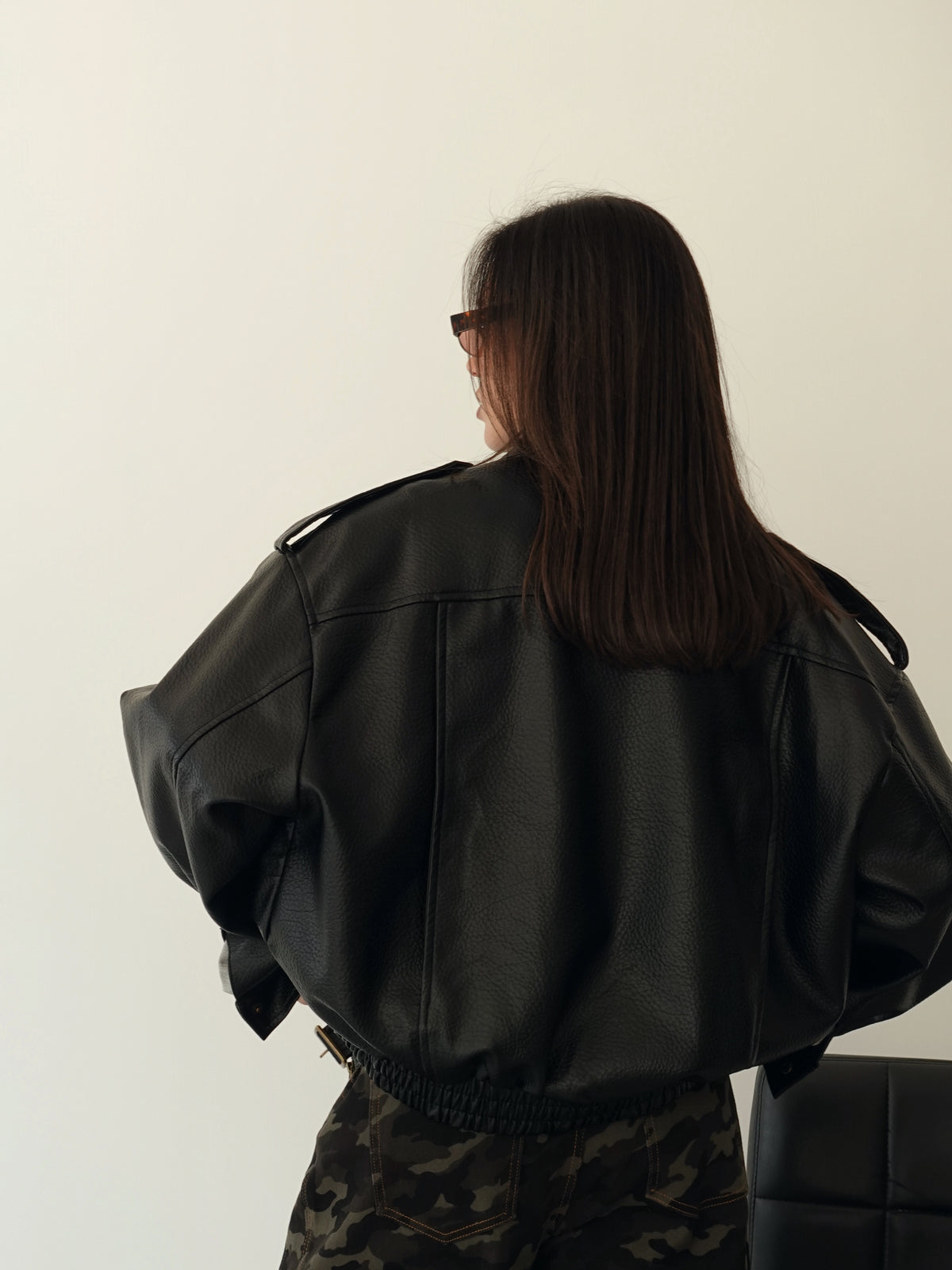 GIACCA OVER TOP GUN IN ECOPELLE - NERO 30384