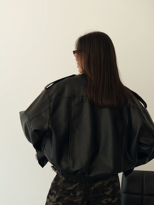 GIACCA OVER TOP GUN IN ECOPELLE - NERO 30384
