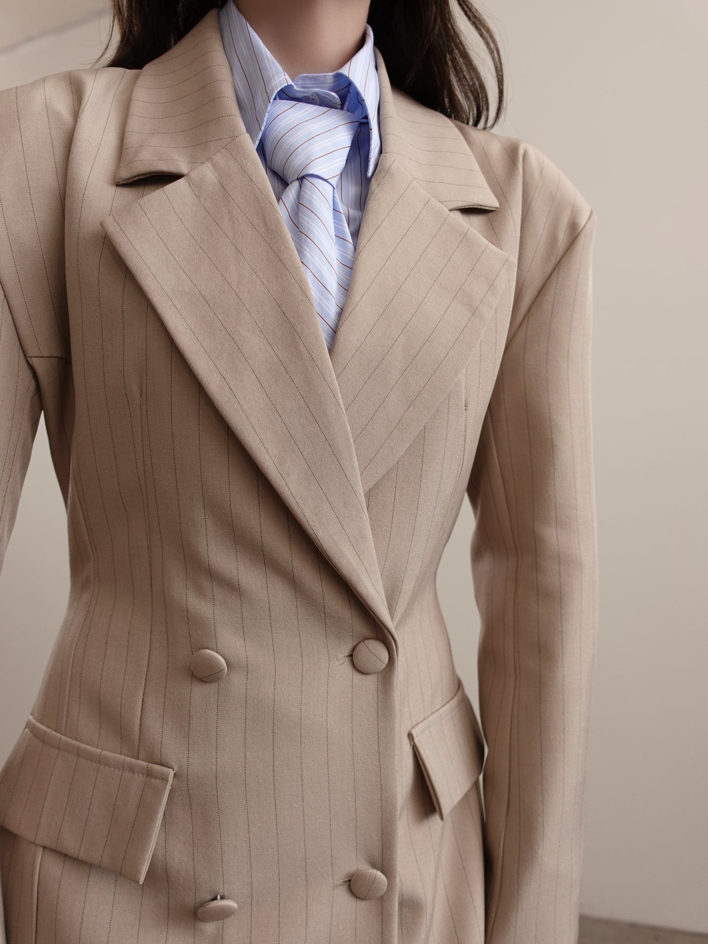 BLAZER DRESS GESSATO - TAUPE 275