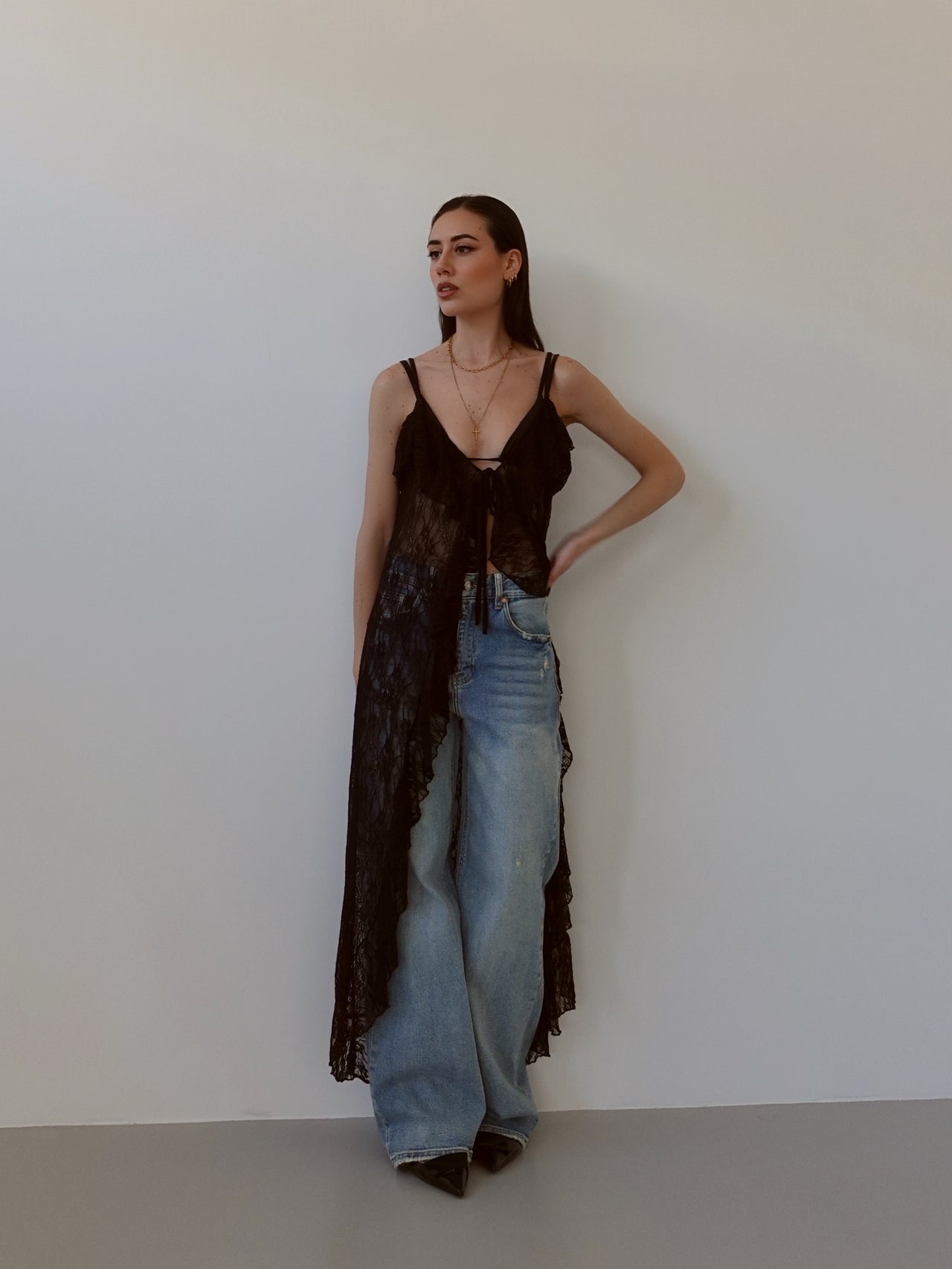 JEANS WIDE LEG FONDO SFRANGIATO - LAVAGGIO CHIARO 8000-22