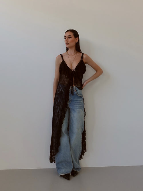 JEANS WIDE LEG FONDO SFRANGIATO - LAVAGGIO CHIARO 8000-22