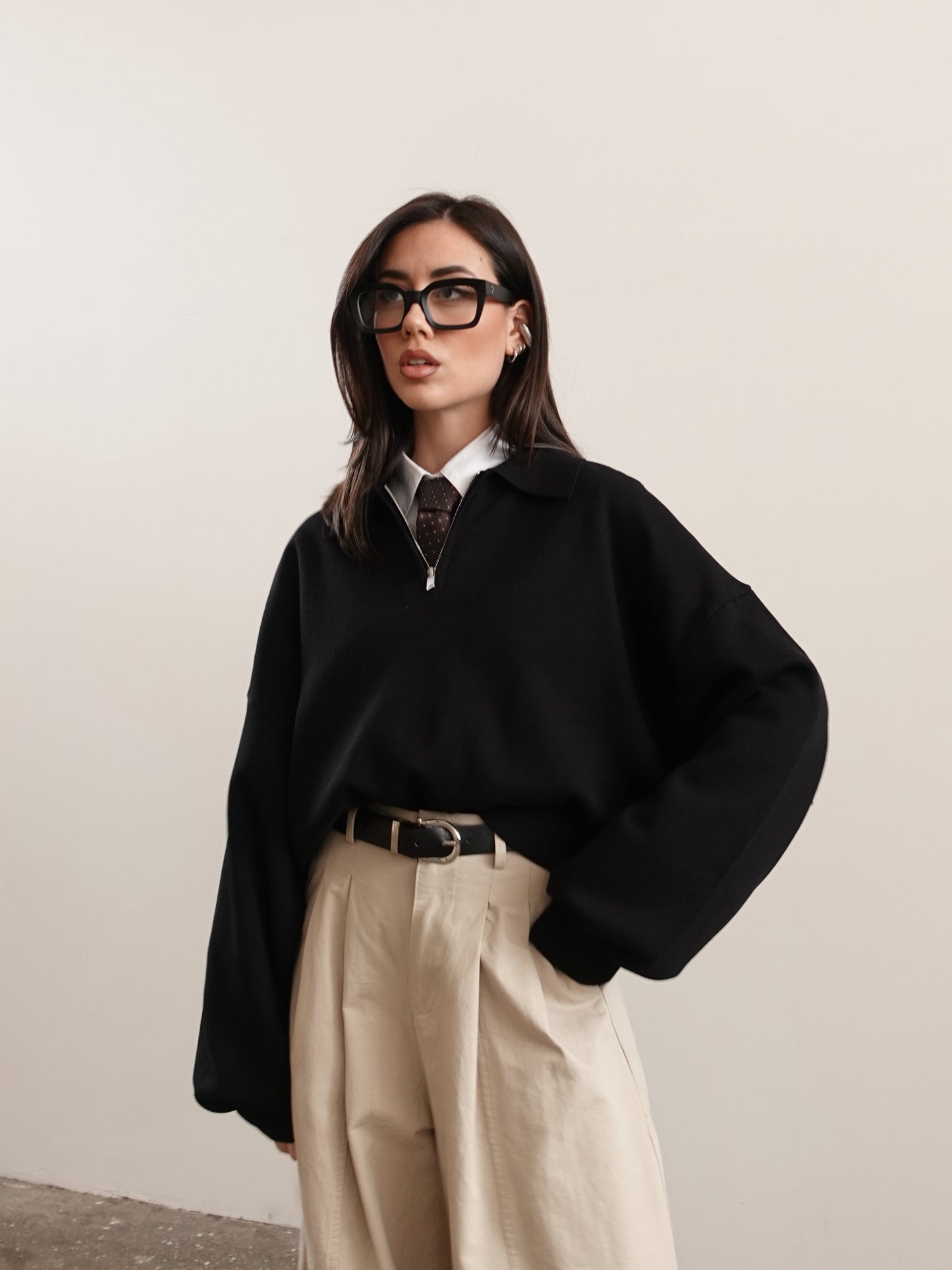 POLO CON ZIP - NERO 43037