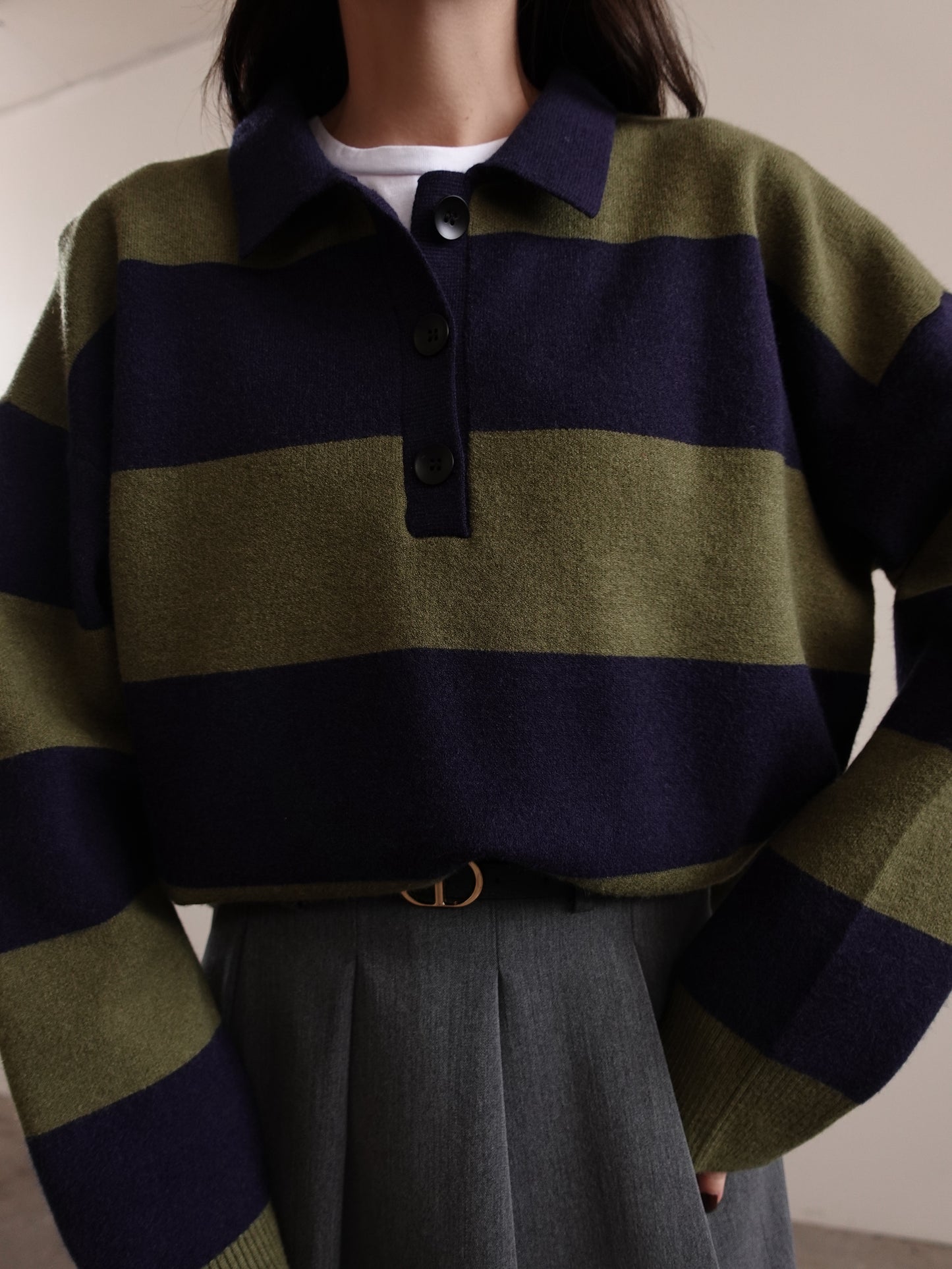 MAGLIONE POLO A RIGHE - VERDE/BLU 654