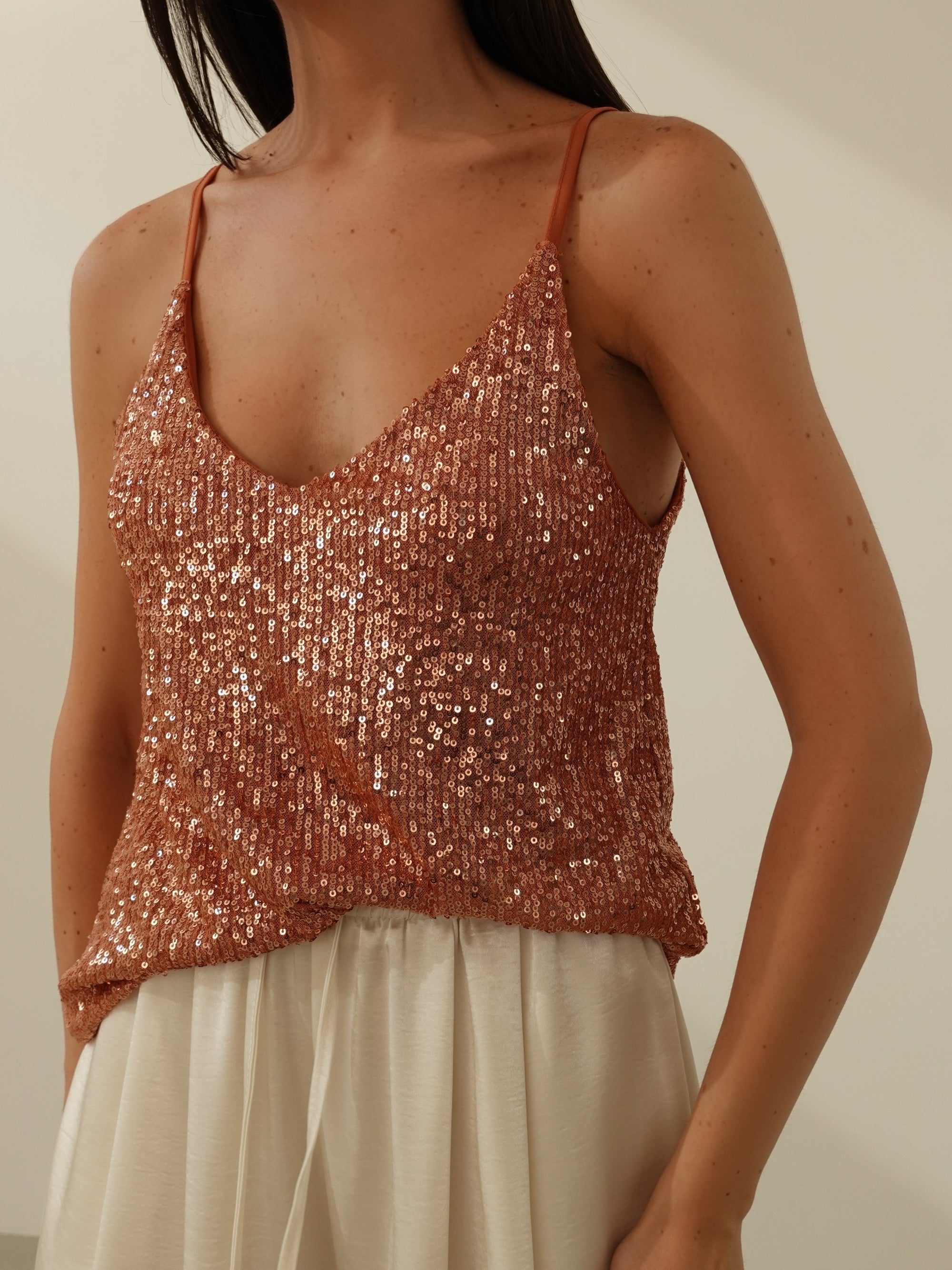 TOP PAILLETTES PARTY - SALMONE 6695