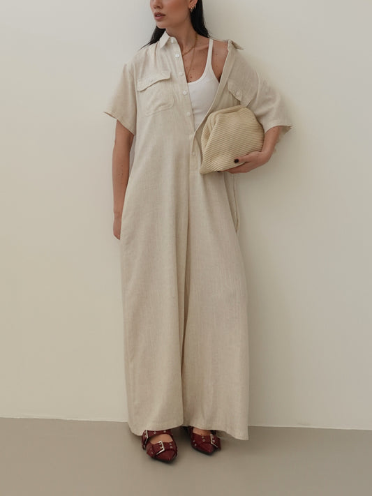 JUMPSUIT IN LINO - BEIGE 9136
