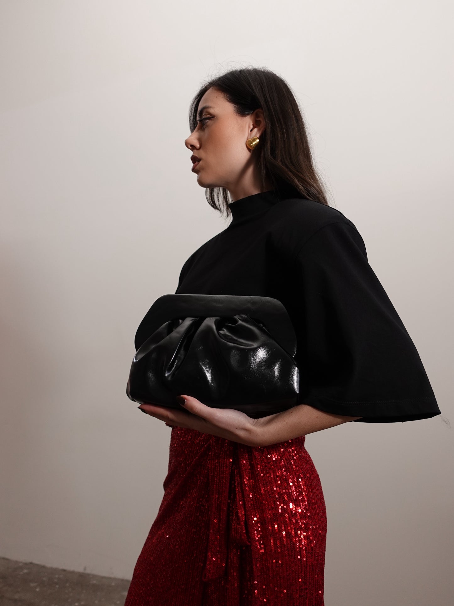 CLUTCH SELENE IN ECOPELLE - NERO 2125