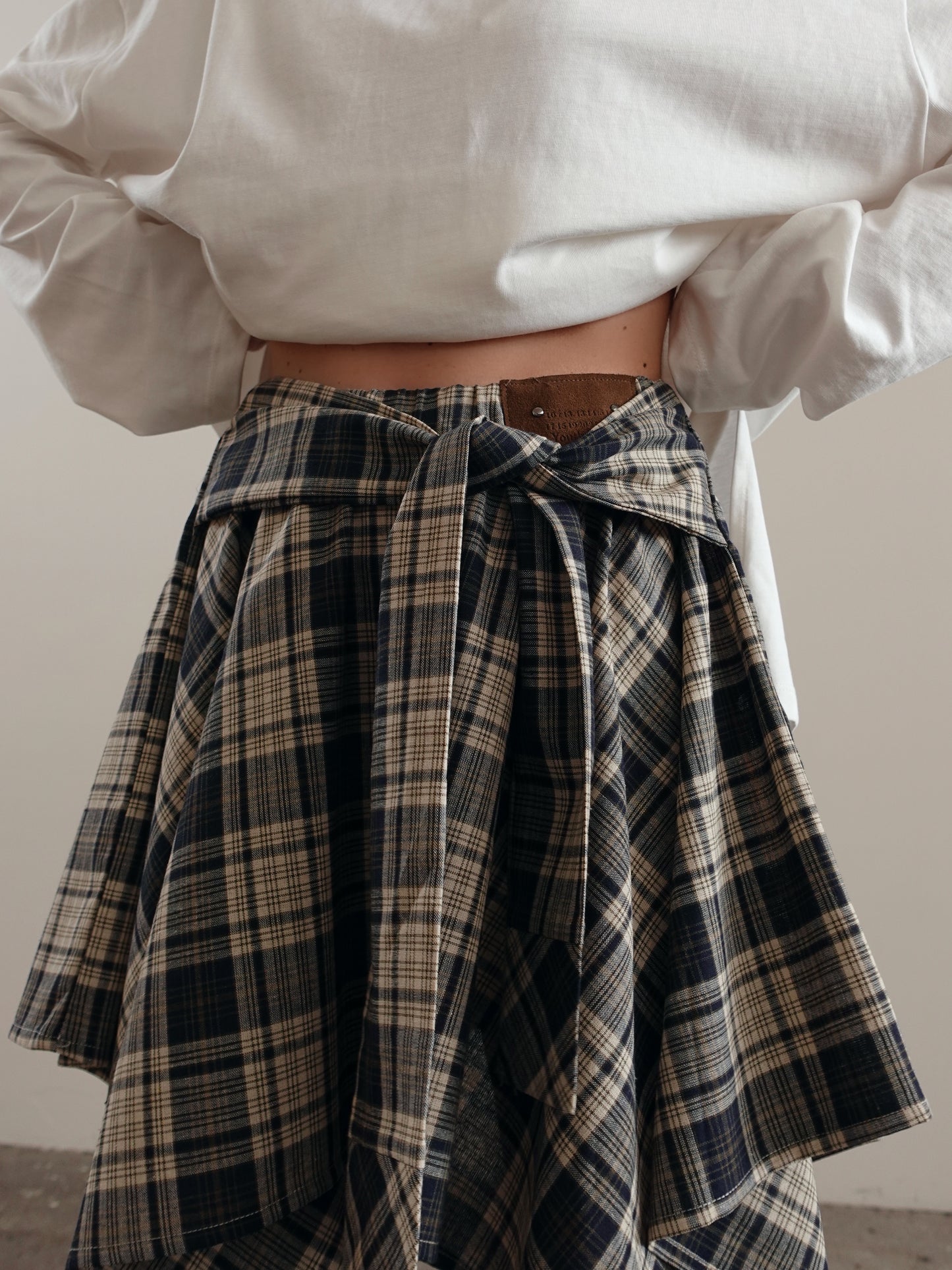 GONNA EFFETTO CAMICIA A QUADRI - BEIGE/BLU 5673