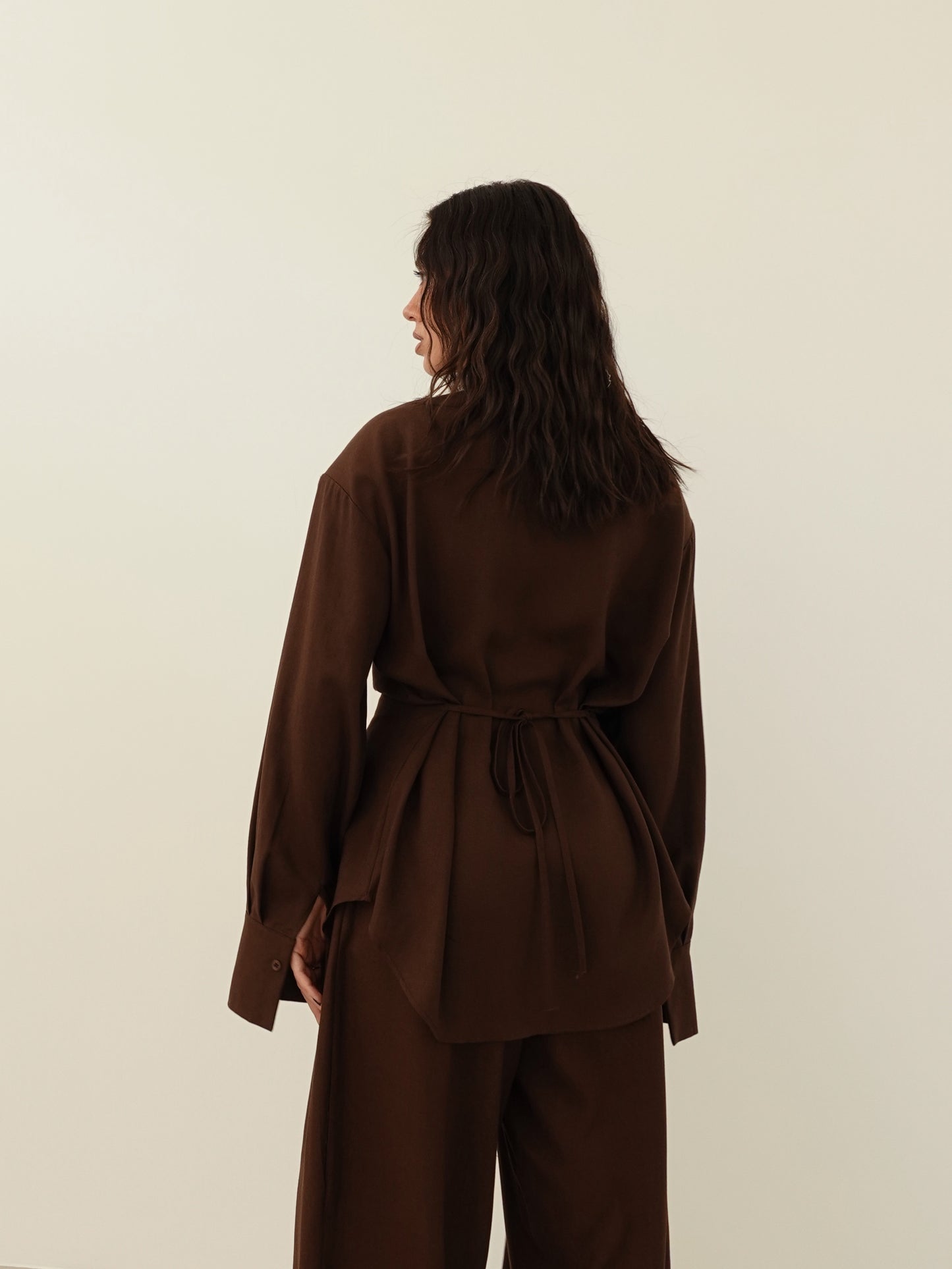 COORDINATO MISTO LINO CON SPALLINE - MARRONE 1965/12680