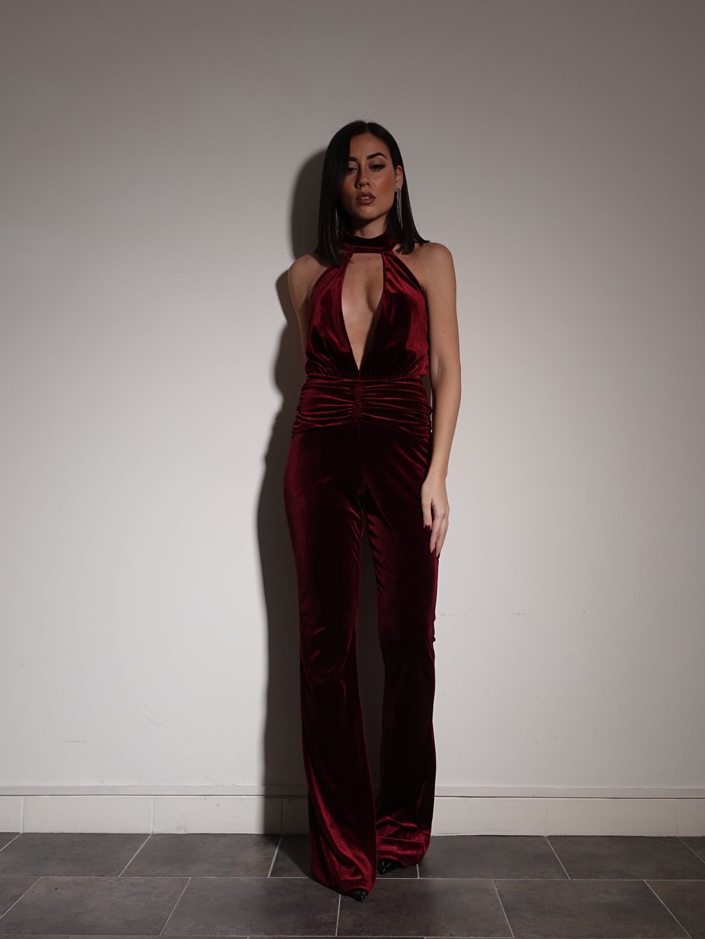 JUMPSUIT VELVET MINERVA - BORGOGNA 134001