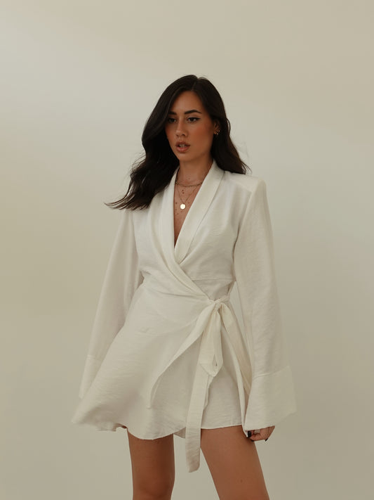 VESTITO A PORTAFOGLIO CON SPALLINE - BIANCO 28149