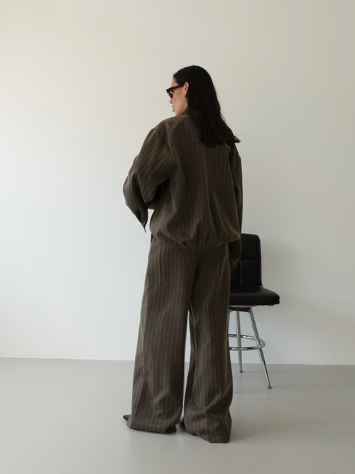 PANTALONI GESSATI WIDE LEG - FANGO 9031