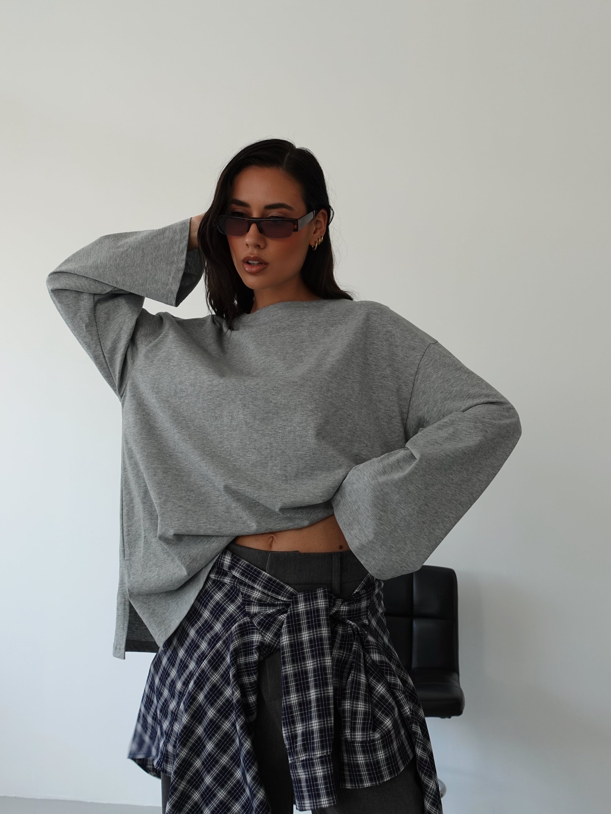 LONG-SLEEVE IN COTONE - GRIGIO 3205