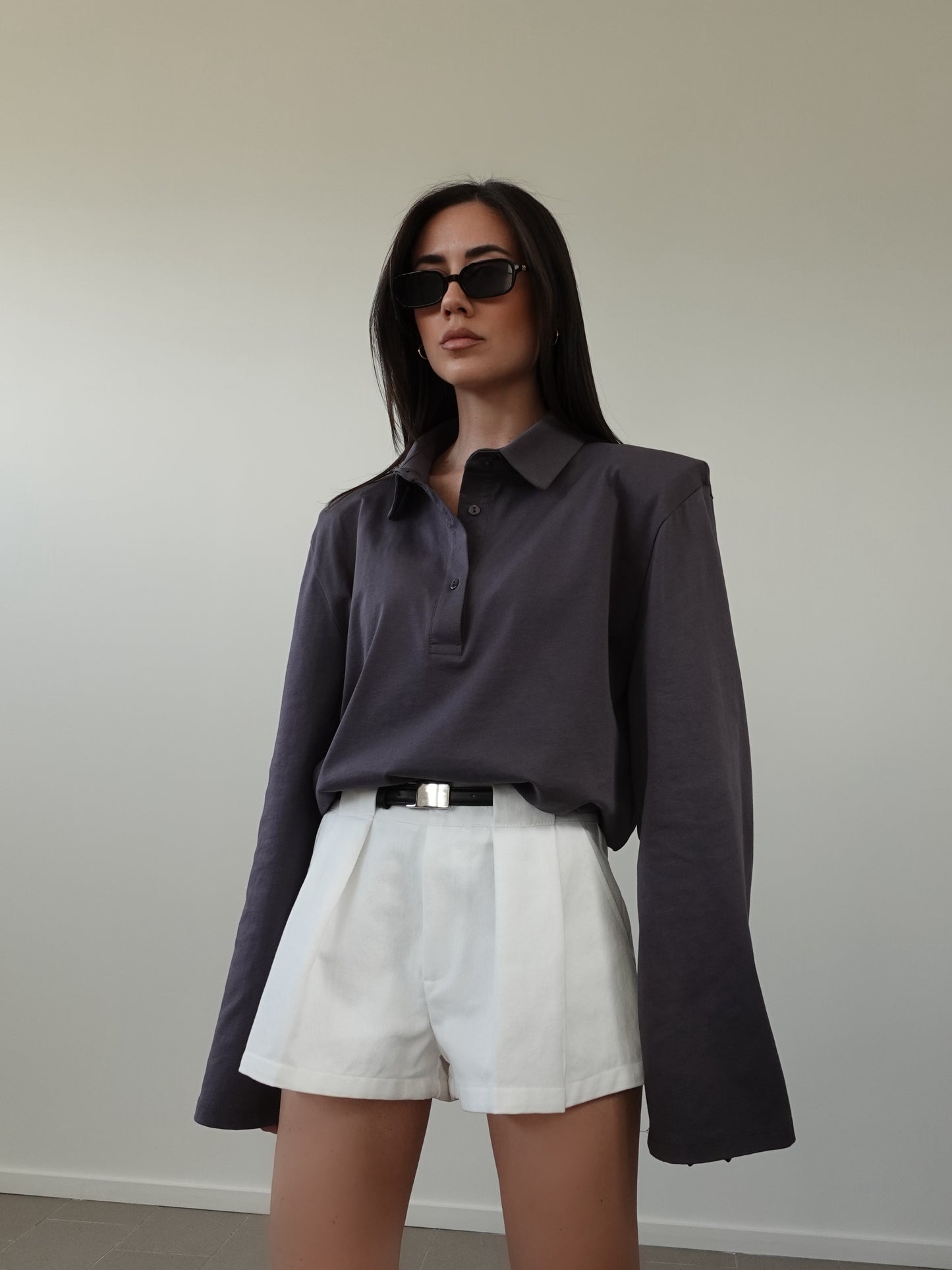 LONG-SLEEVE POLO CON SPALLINE - GRIGIO 2615